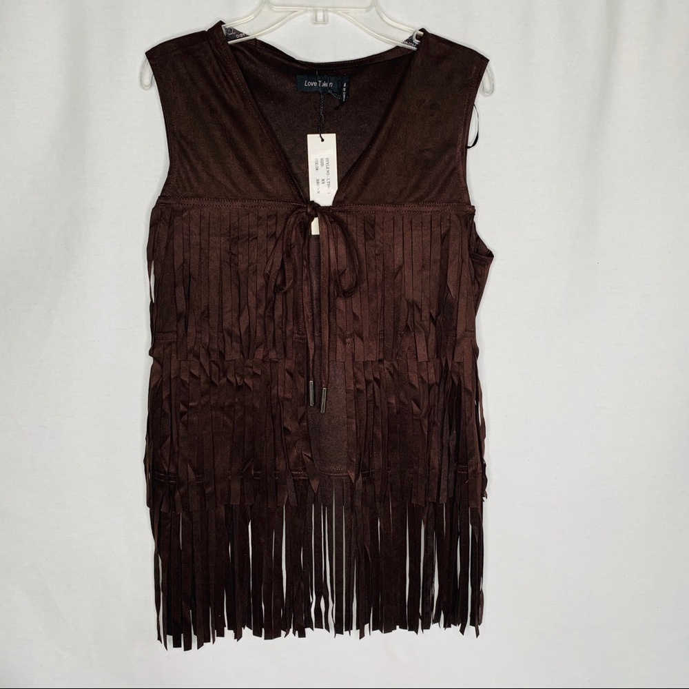 LOVE TOKEN Vest - Stuart Fringe Brown Suede Vest - Picture 4 of 8
